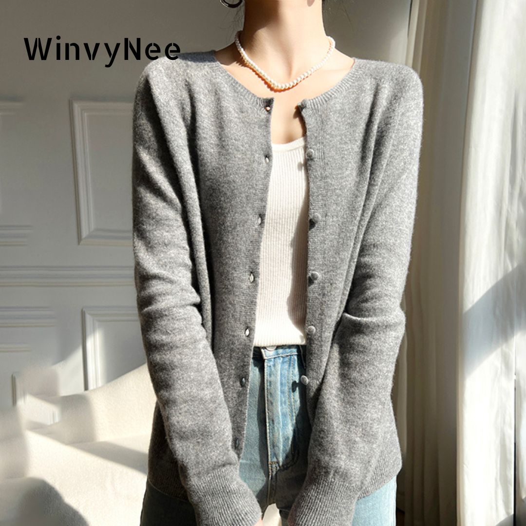 Wwiynee-女性用ニットウールカーディガン、カジュアルセ - Vintage Collectible Buttons のレビューと価格