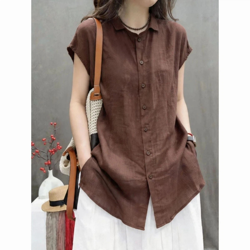オフィスレディ半袖ソリッドボタンシンプルブラウス女性服夏ポロ - Vintage Collectible Buttons のレビューと価格