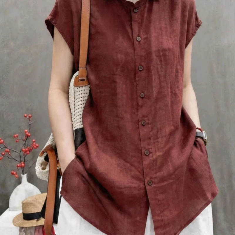 オフィスレディ半袖ソリッドボタンシンプルブラウス女性服夏ポロ - Vintage Collectible Buttons のレビューと価格