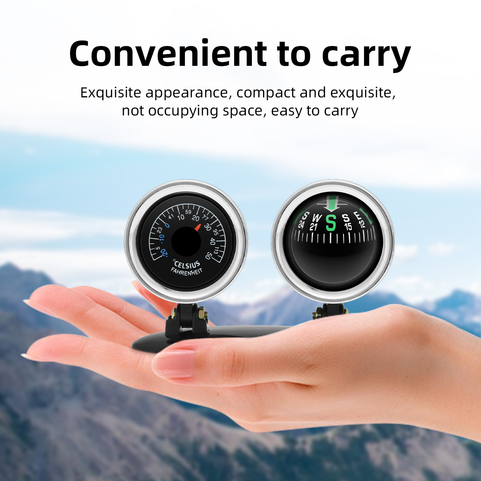 車の装飾品 コンパス 温度計 ガイドボール ダッシュボードメ - Analog Meter Gauge のレビューと価格