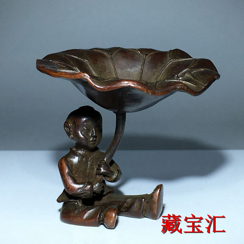 ヴィンテージアンティーク蓮の葉子供像ブロンズ製田舎古物コレク - Vintage Items Collection のレビューと価格